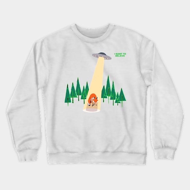 I want to believe fox Crewneck Sweatshirt by tumblebuggie